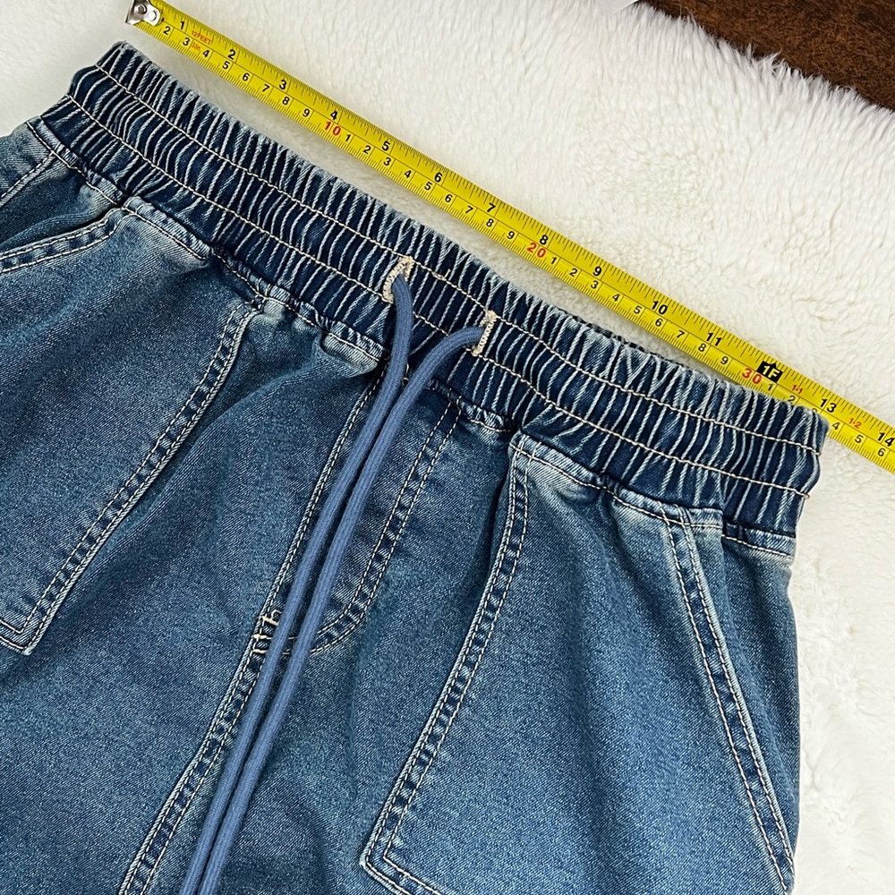 Ashley Stewart Denim Cargo Bubble Skirt Medium Blue Size 10/12 - Picture 13 of 15